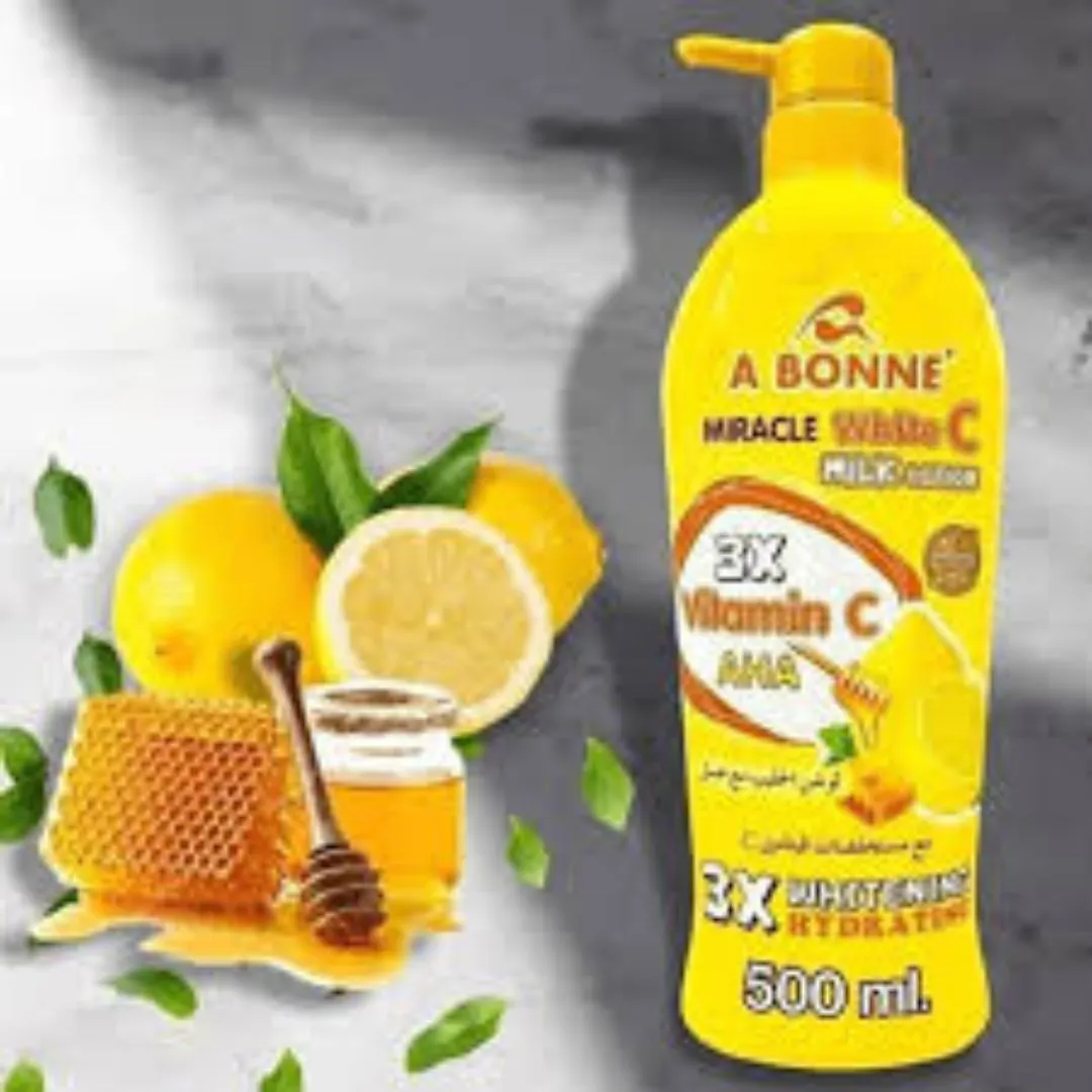A Bonne Miracle White C Milk Lotion with 3x Vitamin C & Honey – Deep Moisturizing Body Lotion 500ml