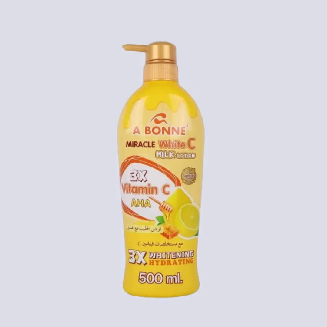 A Bonne Miracle White C Milk Lotion with 3x Vitamin C & Honey – Deep Moisturizing Body Lotion 500ml