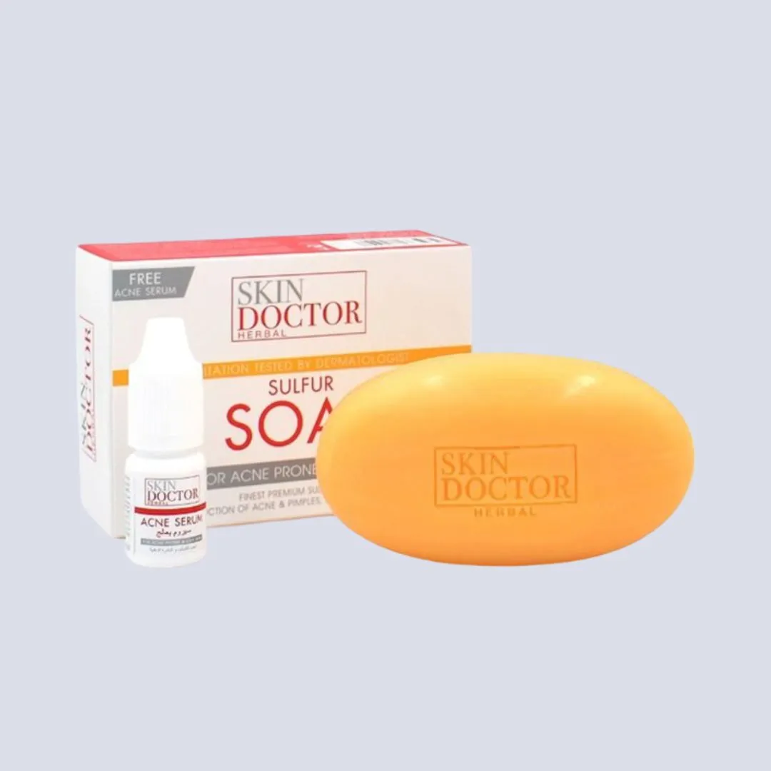 Skin Doctor Herbal Acne Sulfur Soap with Free Acne Serum – 100g